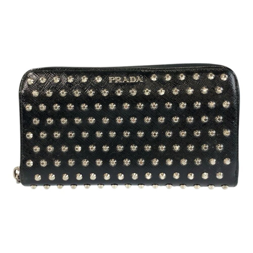 Prada Patent Leather Studded Long Wallet